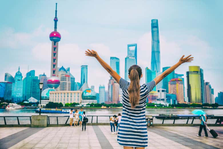 Vue sur l'horizon de Shanghai depuis le Bund